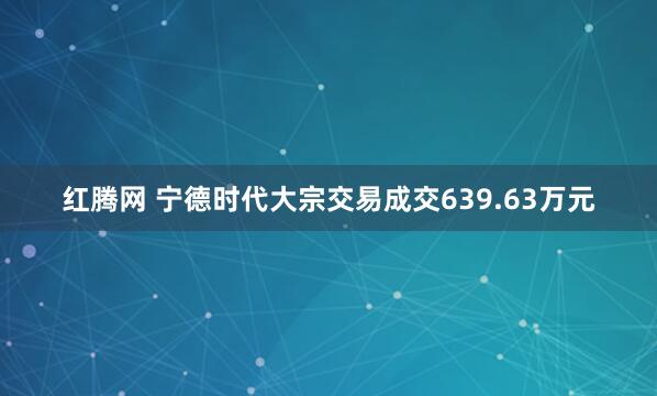 红腾网 宁德时代大宗交易成交639.63万元