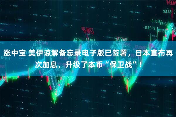 涨中宝 美伊谅解备忘录电子版已签署，日本宣布再次加息，升级了本币“保卫战”！
